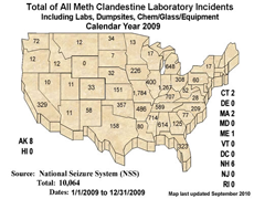 total of all meth lab incidents map